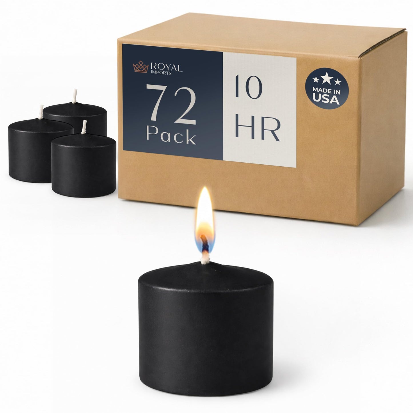 Royal Imports Votive Candles Unscented Candles for Wedding Centerpieces Black, Pack of 72 Dripless Wax for Parties, Aromatherapy, Devotional, Home Décor, Spas & Holiday Gifts