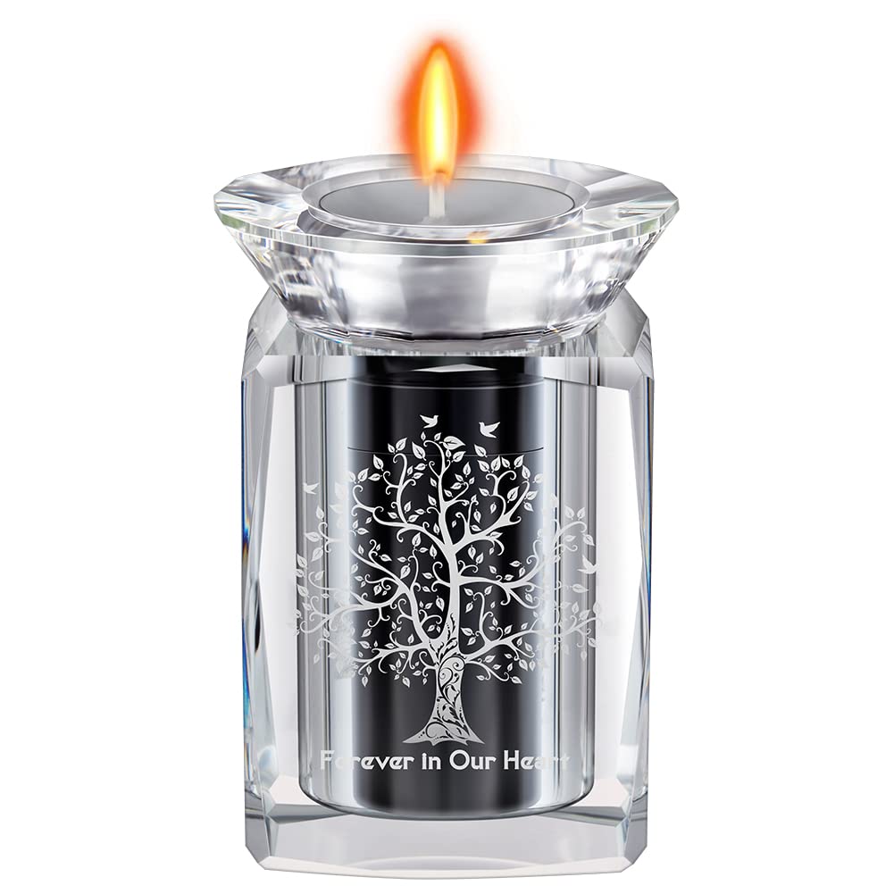 IFOLAINA Small Urn Tree of Life Mini Urns Crystal Ashes Cremation Keepsake Holder for Ashes Adult Male Human Pet Dog Remember Your Love One Lost