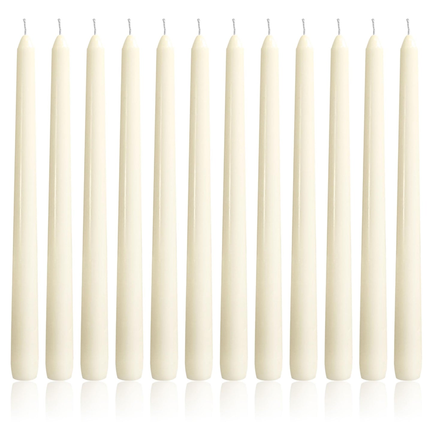 OSHINE Ivory 10 Inch Taper Candles - 12 Pack Long Taper Candle Dripless Unscented Smokeless & Emergency 7-8 Hours Long Burning Tall Candlesticks Ideal for Weddings, Dinner Party, Easter