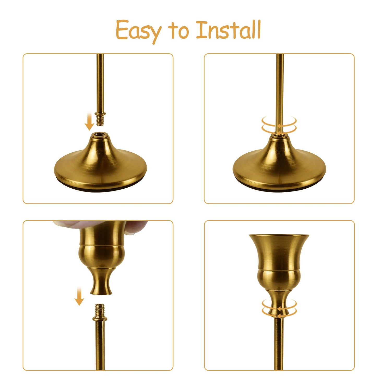AUMAYCO Brass Gold Candlestick Holders Set of 3, Metal Taper Candle Holders, Classic Decorative Candle Stick for Christmas, Wedding, Party, Dinner Tables,Home Décor