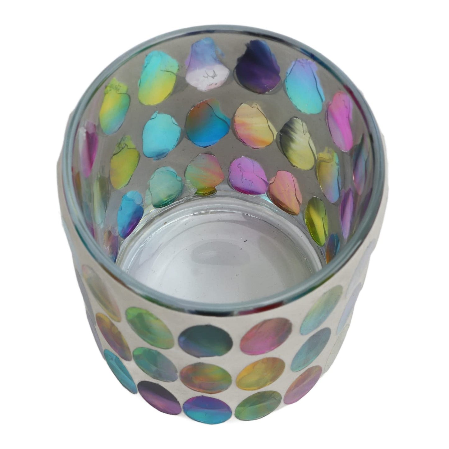 Glass Candle Holders, Mosaic Tea Light Holder Colorful Glass Vivid Luster Tealight Votive Holder Cup Vivid Luster Pen Holder for Bedroom, Office, Cafe, Restaurant, and Bar