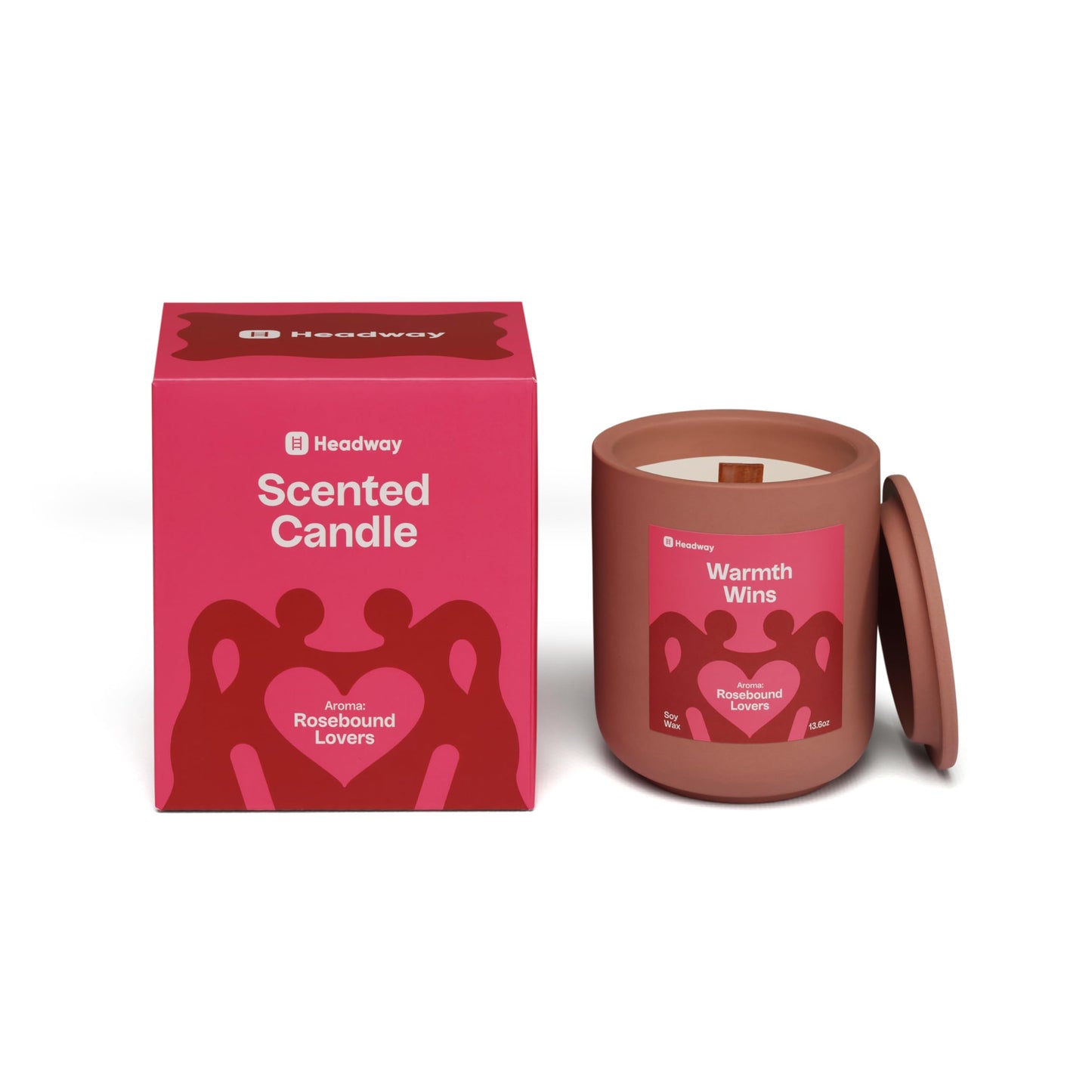 Headway Red Jar Scented Candle - Rose Musk Fragrance - 100% Soy Wax Scented Candles for Home, Valentines Day - Couples Gifts - Long-Burning Aromatherapy