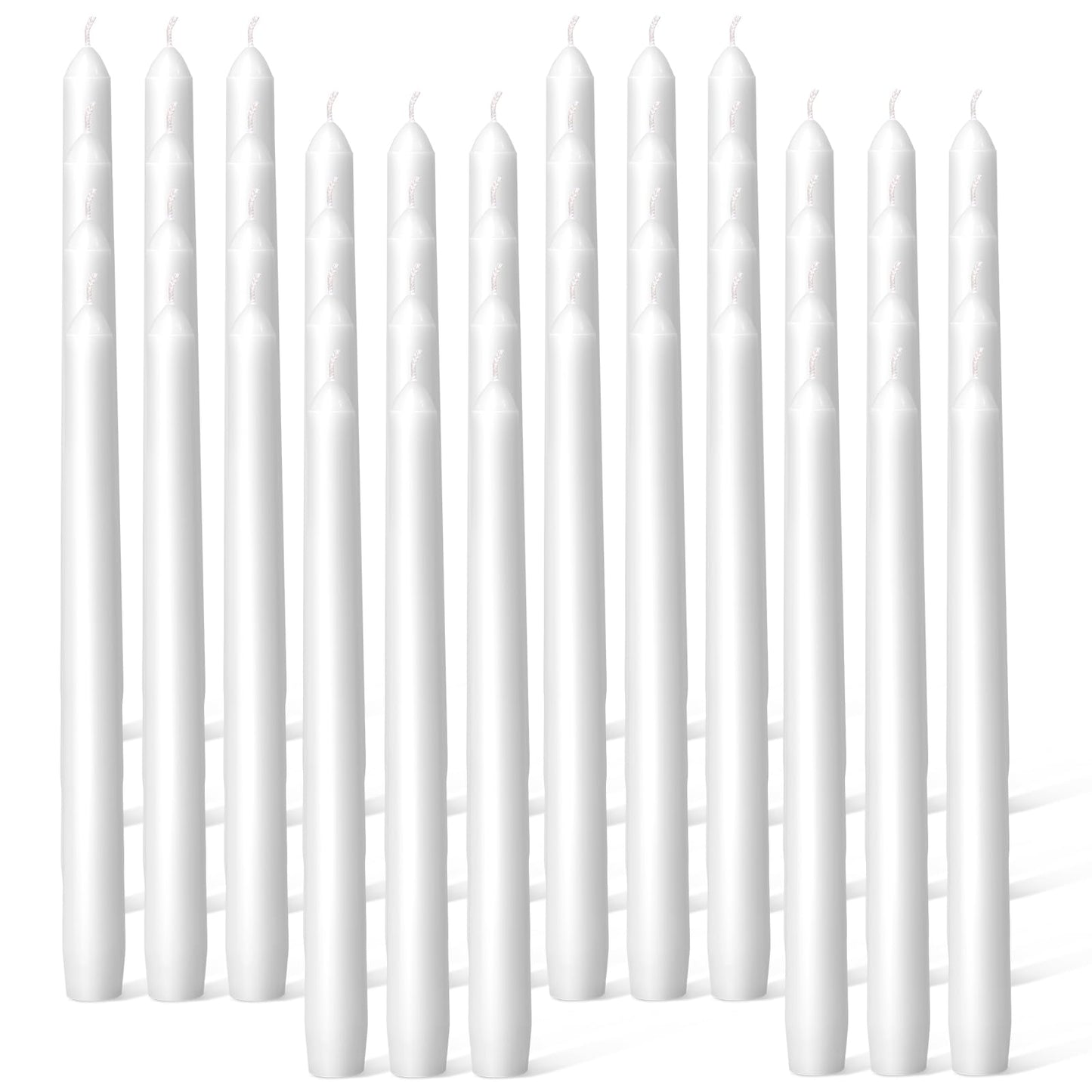 Everymoment White Taper Candles - 48 Pack 10 Inch Candlesticks - Dripless & Smokeless for 8 Hours - Unscented Paraffin Wax - Perfect for Wedding Christmas Halloween Holiday Dinner Table & Home Decor