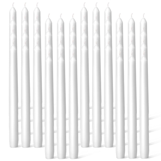 Everymoment White Taper Candles - 48 Pack 10 Inch Candlesticks - Dripless & Smokeless for 8 Hours - Unscented Paraffin Wax - Perfect for Wedding Christmas Halloween Holiday Dinner Table & Home Decor