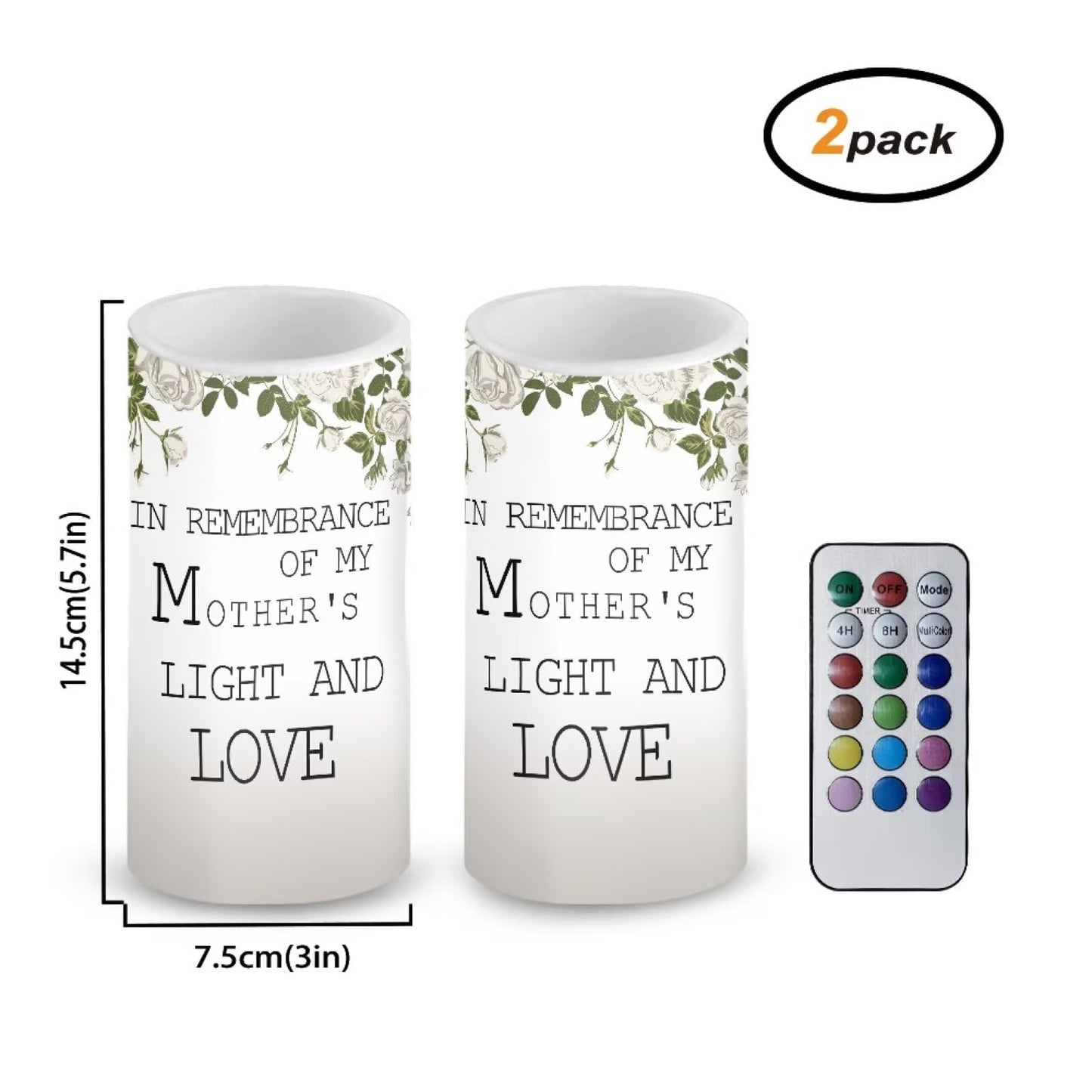 Luarisgur Mother Love Flameless Candles Mothers Day Candles Battery Operated Candles with Remote Control Color Changing LED Pillar Candles for Dining Room Bedroom Home