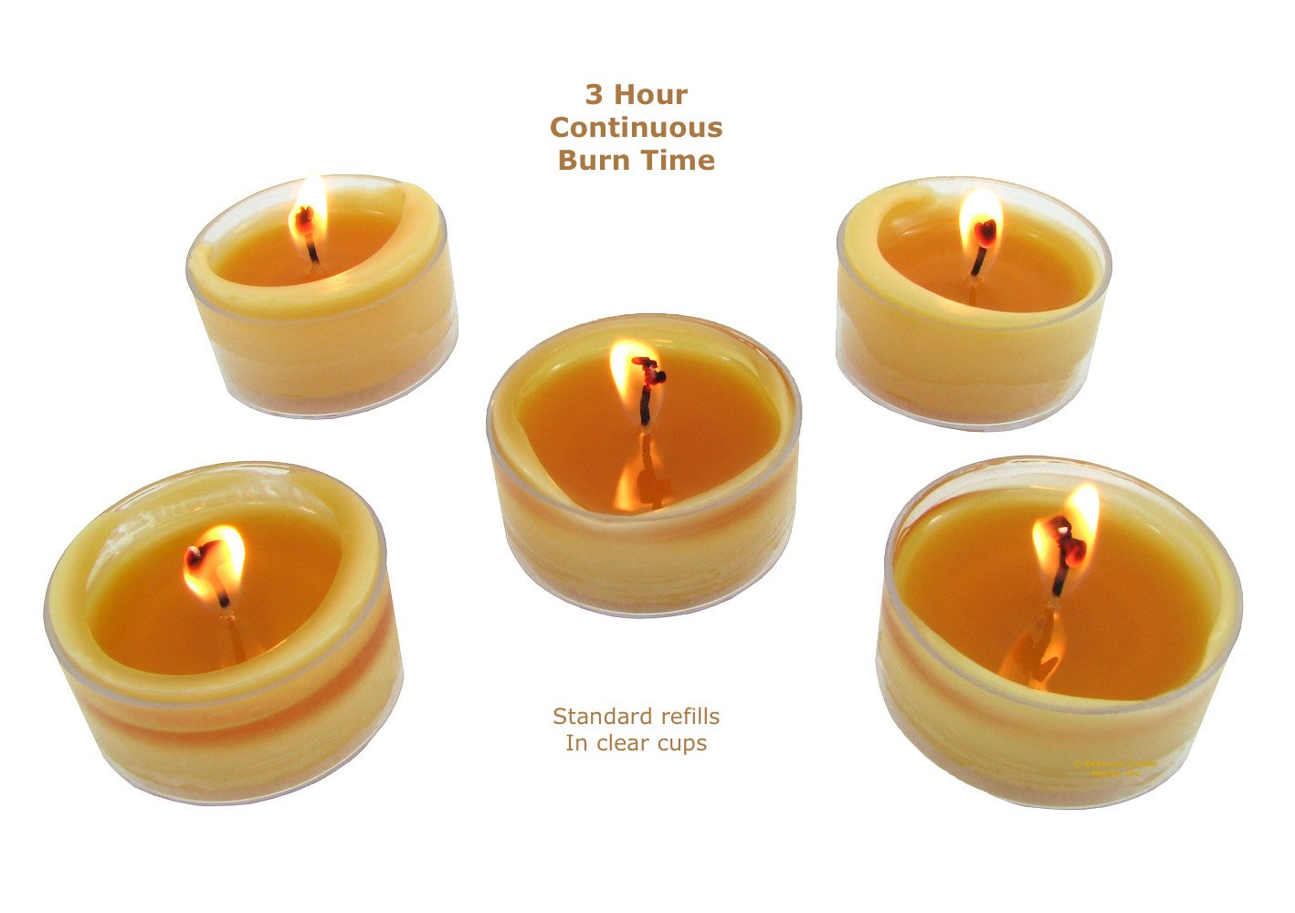 Beeswax Candle Works, 6-Hour Tea Light Refills (Pack of 60) 100% USA Beeswax, NO Cups
