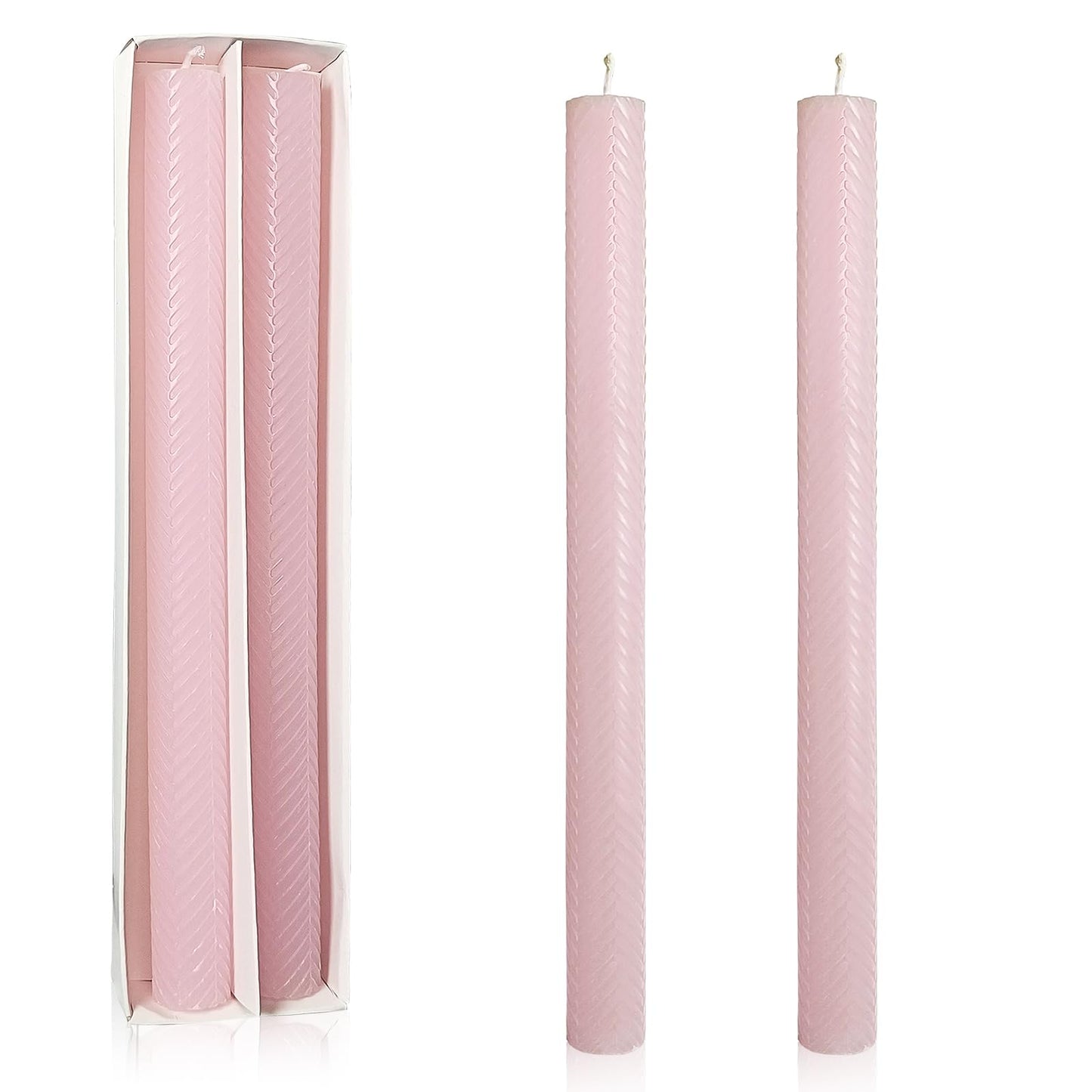 Unscented Long Spiral Taper Candle Handmade Dripless Pink 10 Inch Smokeless Tall Twisted Candlesticks Elegant Wave Design for Home Wedding Festive Décor