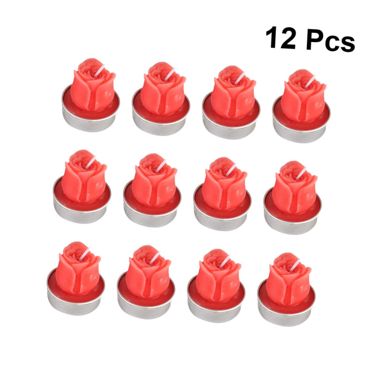 STOBAZA 12pcs Romantic Rose Shape Candles for Valentine's Day Decoration Red Paraffin Wax Candles Party Supplies for Home and Wedding Ambiance