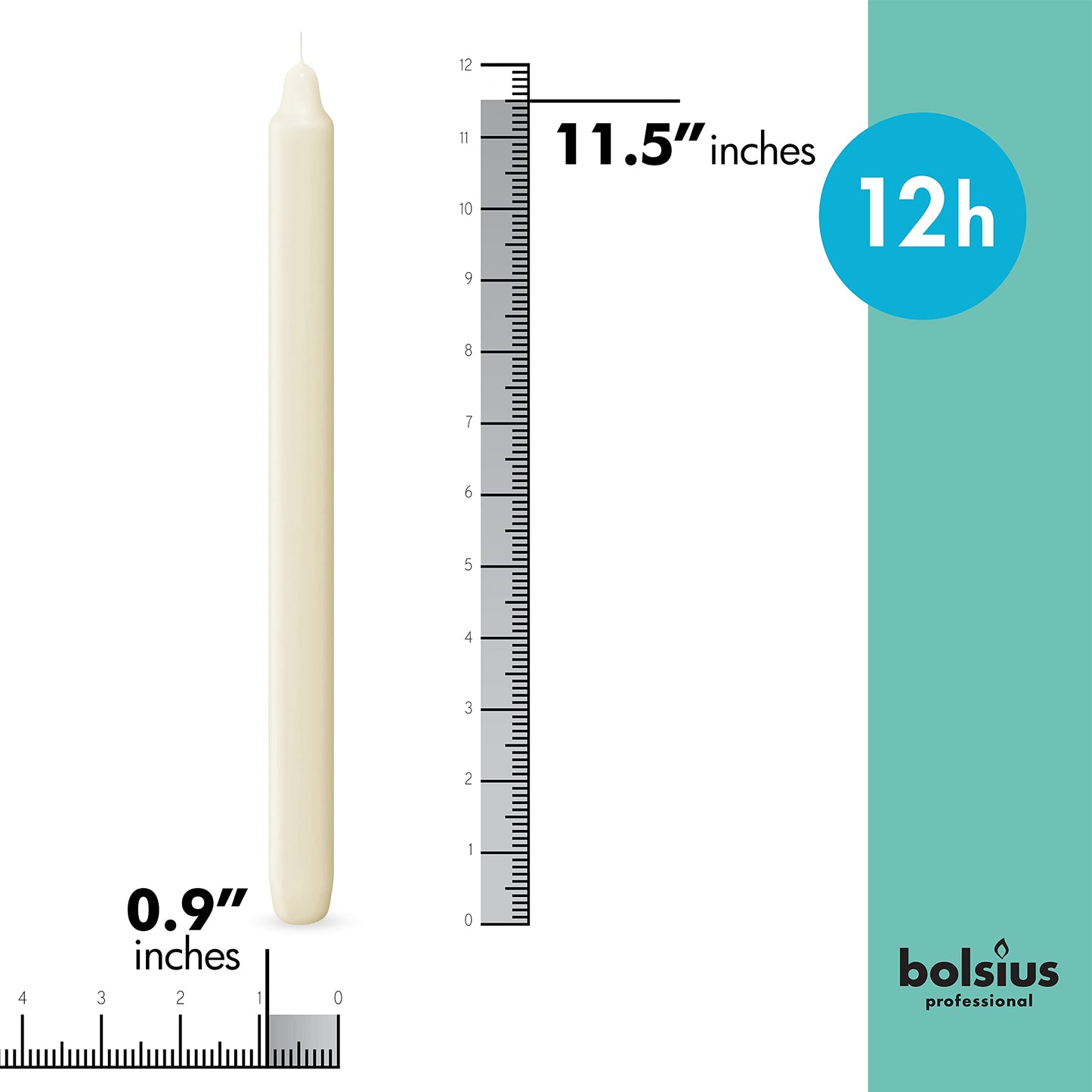 BOLSIUS Ivory Candlesticks Bulk Pack 50 Count - Unscented Dripless 11.5 Inch Household & Dinner Candle Set - 12+ Hours - Premium European Quality - Consistent Smokeless Flame - 100% Cotton Wick