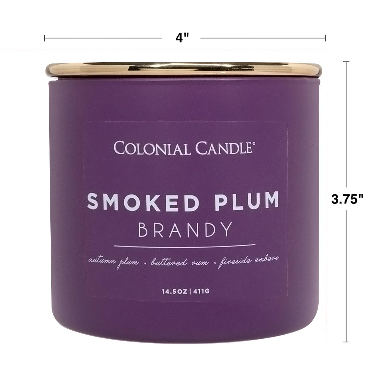 Colonial Candle Smoked Plum Brandy Jar Candle, Pop of Color Collection, 3 Wick, Purple, 14.5 oz - Up to 60 Hours Burn