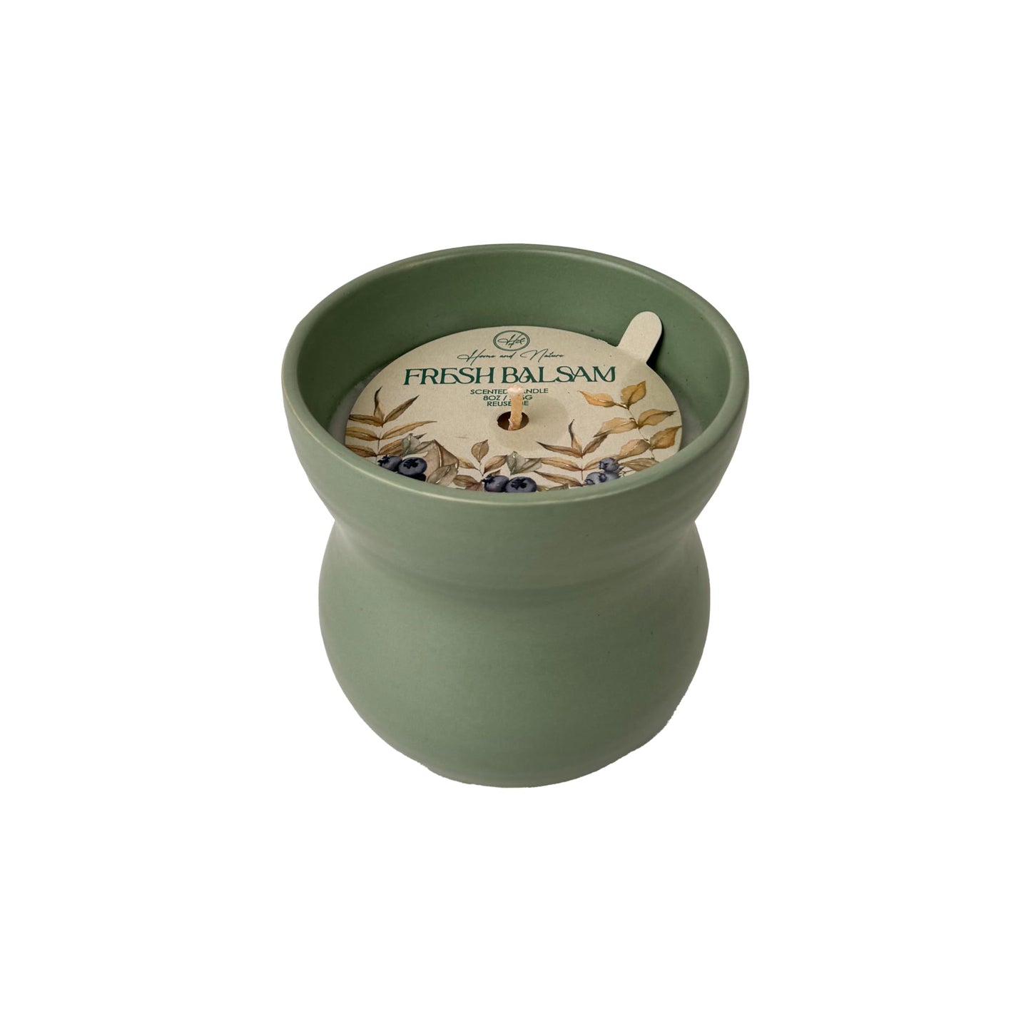 Fresh Balsam Scented Candle 8oz - CW Studio Ceramic Jar Candle with Dust Cover, Up to 40 Hour Burn, Palm & Paraffin Wax, Clean Smokeless Burn for Home Decor, Relaxation & Gift Giving
