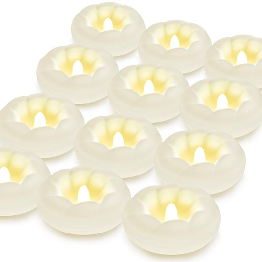 Mookray 12Pack Flameless Led Floating Candles, 3” Plastic Battery Operated Flickering Waterproof Tealights for Cylinder Vases, Centerpieces at Wedding, Party, Pool, Holiday (Warm White)