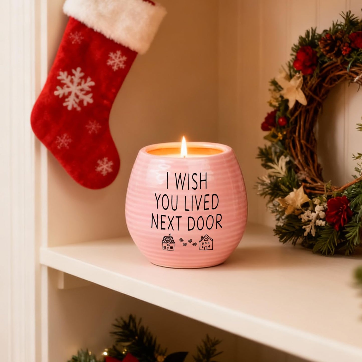 Best Friend Birthday Gifts for Women, Birthday Gifts for Women, BFF, Bestie, Her, Best Friend, 10 Oz Handmade Ceramic Candle Jar, I Wish You Lived Next Door, Lavender Candles, Long Distance Gift