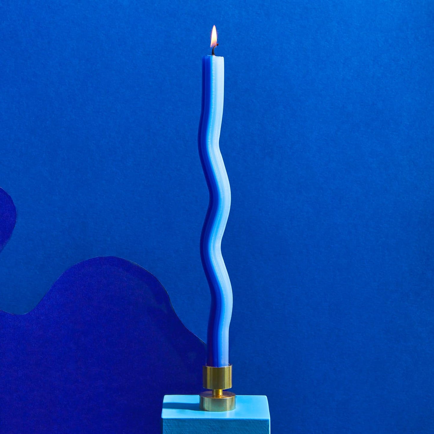 Wiggle Candles (2 Pack) - Joyful Dancing Design Taper Candlesticks | Bright Colors | 7/8” diam x 11” Length | Designed by Lex Pott | Made in USA (Blue)