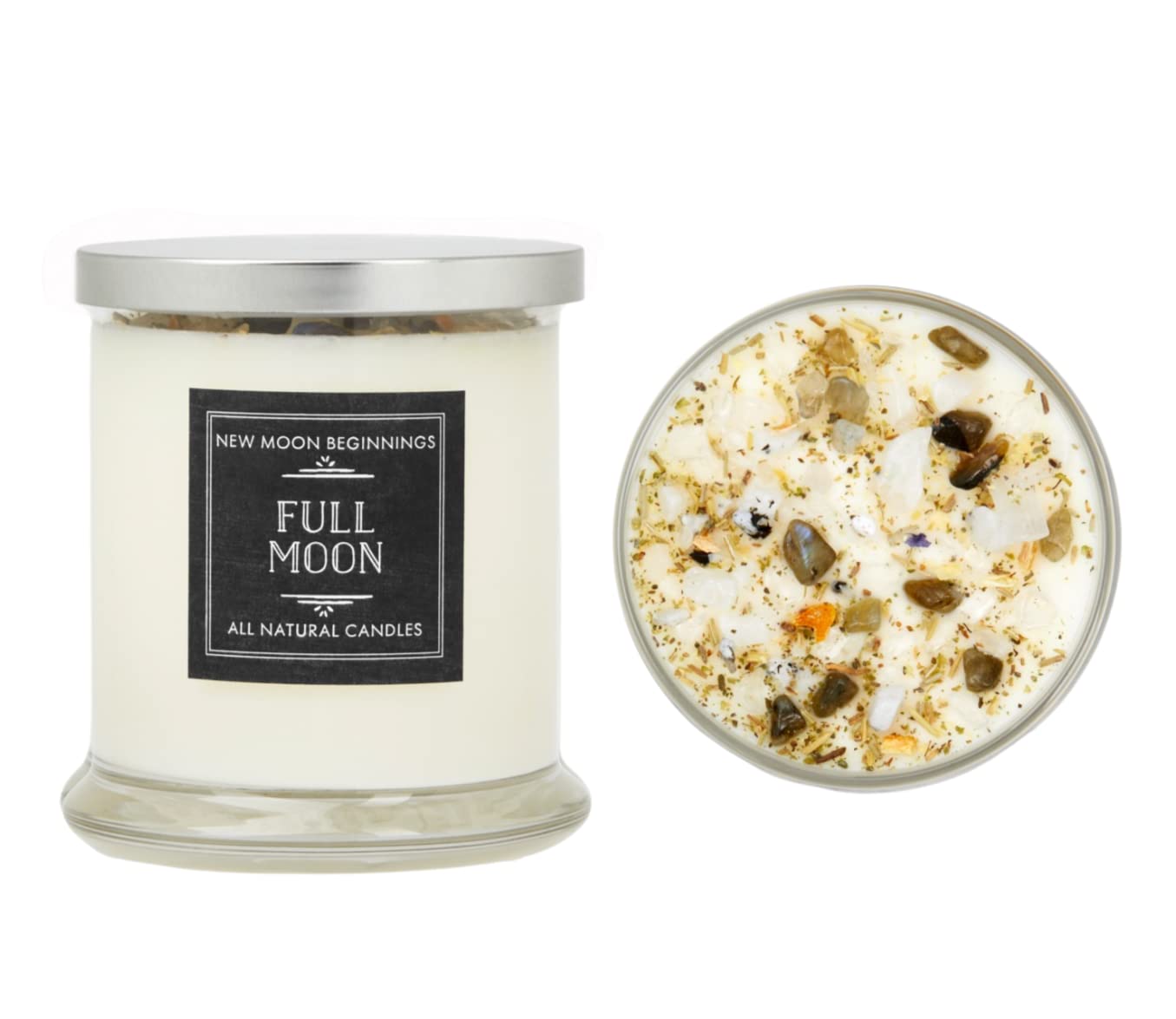 New Moon Beginnings Full Moon Candle - Purification & Cleansing - Floral, Citrusy, Warm, Sweet - Jasmine, Violet, Bergamot - 12oz Glass Jar