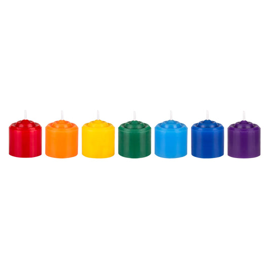 Mega Candles 7 pcs Unscented Chakra Votive Candles, Hand Poured Premium Wax Candle 10 Hours 1.38 Inch x 1.5 Inch, 100% Cotton Wick, Positive Healing Energy, Meditation, Relaxation, Reiki, Yoga
