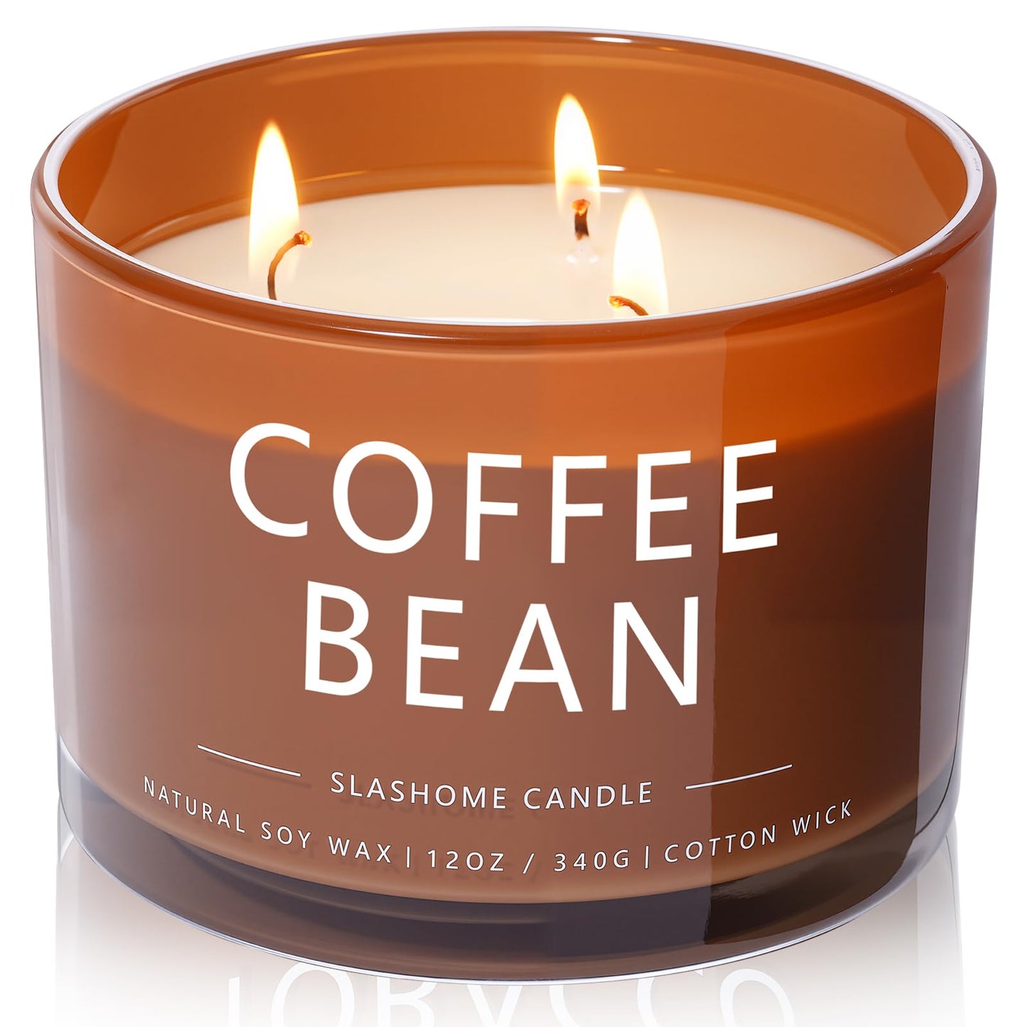 Coffee Bean Scented Candle, Luxury Large 3 Wick Soy Candle 12 Oz, 60+ Hour Long Lasting Clean Burn, Elegant Aromatherapy Home Decor, Housewarming & Birthday Gift for Men & Women