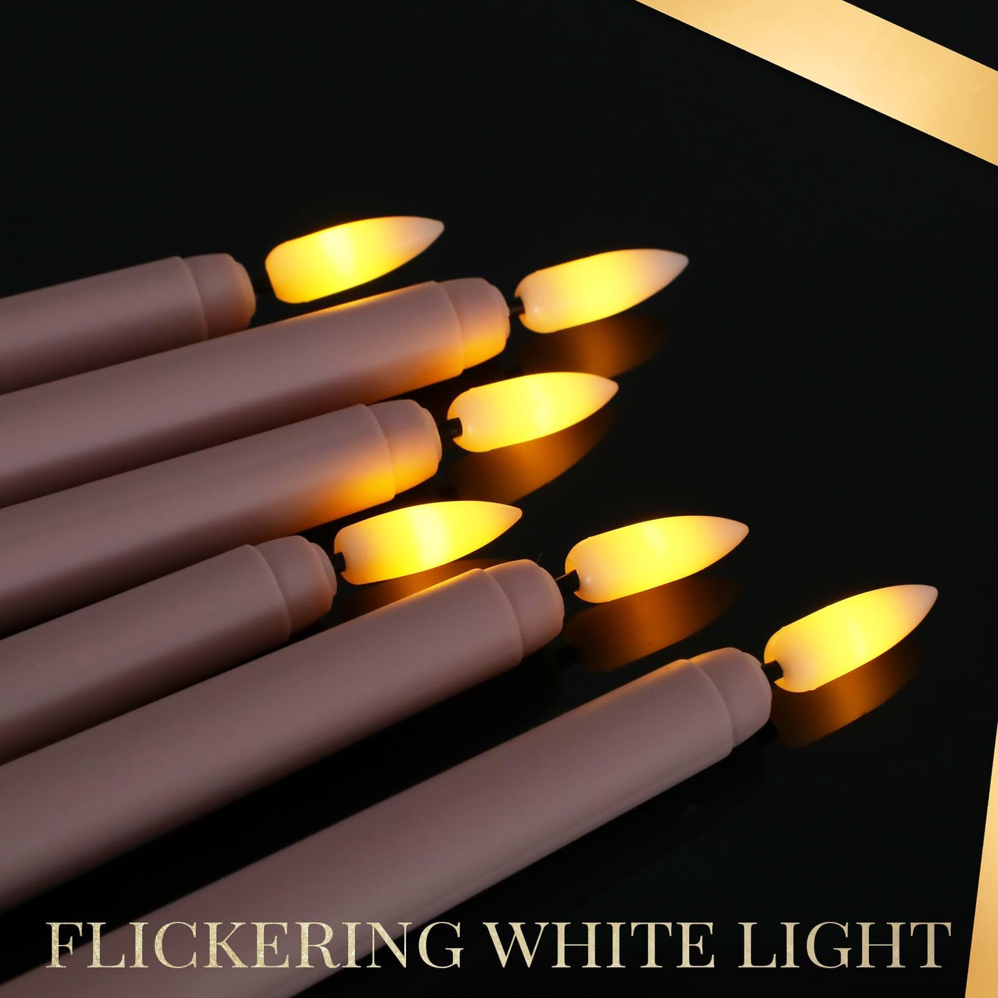Macarrie 24 Packs Flameless Taper Candles Battery Operated Fake 11 Inch Long Candlelight LED Flameless Candlesticks Flickering Tapered for Spring Summer Wedding(Pink)