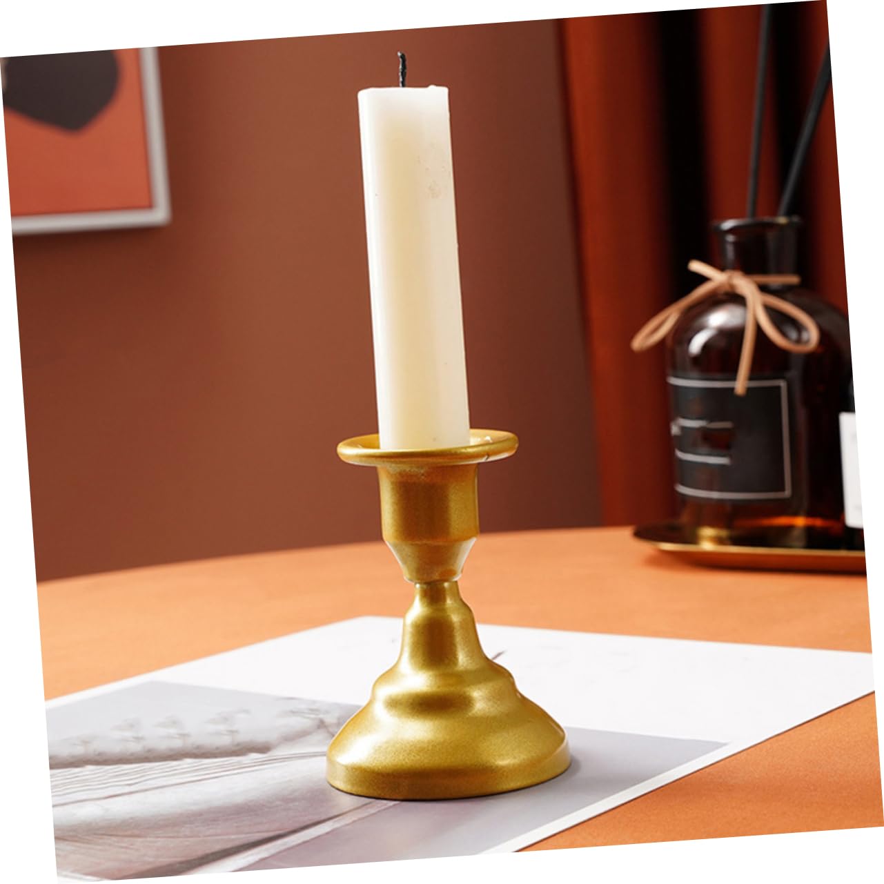 PRETYZOOM Retro Metal Candle Holder for Tabletop Elegant Pillar Candlestick Stand for Home Decor Weddings and Parties Decorative Centerpiece for Tealight and Taper Candles