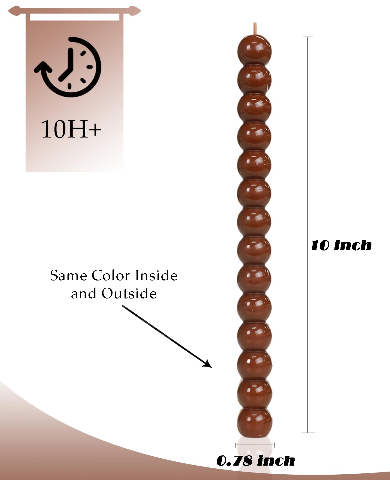 LPUSA Brown Spiral Taper Candles Twisted Candle Conical Stick Candles for Holiday Wedding Party Wax Unscented Dinner Candle Dripless,Christmas Gift H 10 Inch, 4pcs（Brown-C）