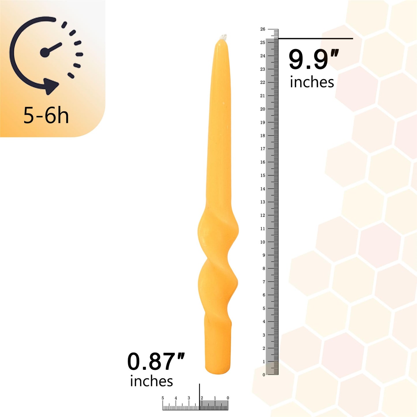 Gedengni Beeswax Taper Candle Dripless Candlesticks,10inch Natural Bees Wax Candles Spiral Tapered Candle for Home Meditation for Home Meditation Prayer Dinner Decor,2pcs 23D-BEE