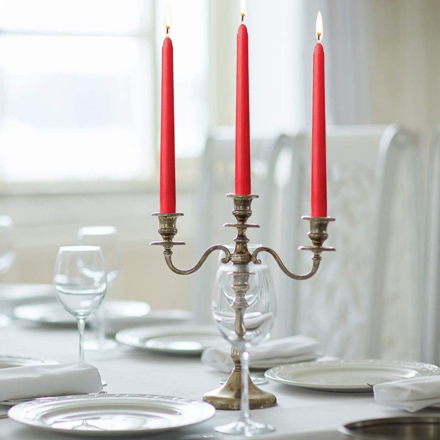 Grcdoyvl 14 Pack Tall Red Taper Candles - 10 Inch Red Dripless, Unscented Dinner Candle - Paraffin Wax with Cotton Wicks - 8 Hour Burn Time.