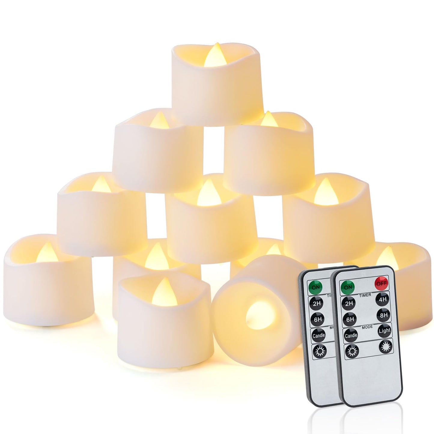 Homemory 24pcs Remote Timer LED Tea Lights Candles, 400+Hours Flickering Flameless Battery Operated Votive Candles for Tabletop Lighting, Centerpieces Decor, Holiday Decor