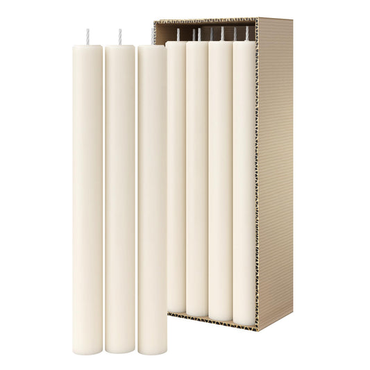 Simply Soson Ivory Flat Top Dinner Candles – Elegant 10-Inch Taper Candlesticks, Long-Lasting Unscented Wax, Dripless, Set of 8, for Household Dinner Parties, Events, and Home Decor, Cotton Wick