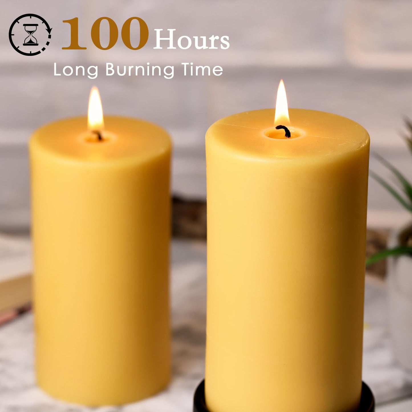 Natural Beeswax Candles Pillar 3x6 Inch, 4 Packs, Large Pure Beeswax Pillar Candles for Emergency Prayer Home Decor, 100 Hours Long Burning Time Bees Wax Candle for Relax, Smokeless & Dripless