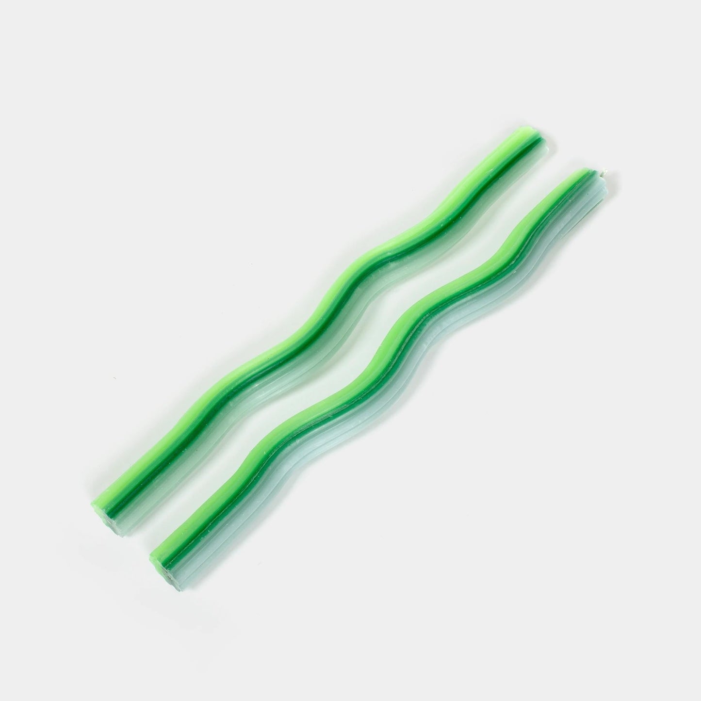 Wiggle Candles (2 Pack) - Joyful Dancing Design Taper Candlesticks | Bright Colors | 7/8” diam x 11” Length | Designed by Lex Pott | Made in USA (Triple Green)