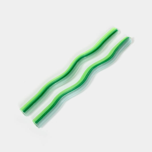 Wiggle Candles (2 Pack) - Joyful Dancing Design Taper Candlesticks | Bright Colors | 7/8” diam x 11” Length | Designed by Lex Pott | Made in USA (Triple Green)