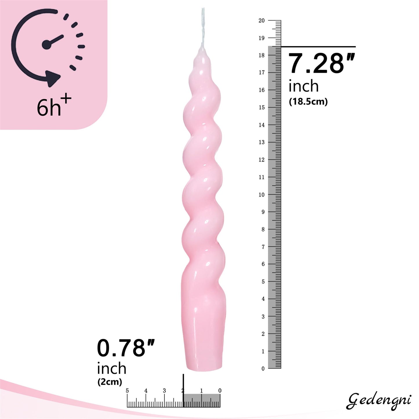 White & Pink Spiral Taper Candles - 7 Inch Short Twisted Candlestick Set, Dripless Decorative Candle Sticks for Easter Wedding Table Centerpiece Mother’s Day Home Party Decor,4 Pack