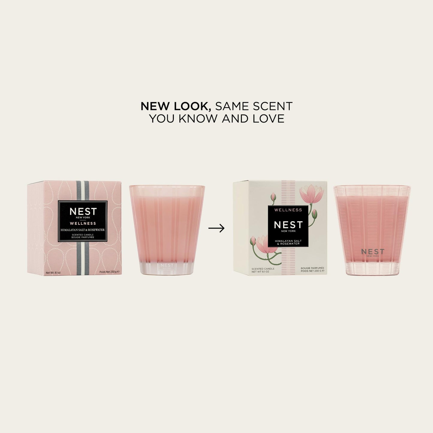 NEST New York Scented 3-Wick Candle, Himalayan Salt & Rosewater - 21.2 oz - Up to 100-Hour Burn Time - Reusable Glass Vessel