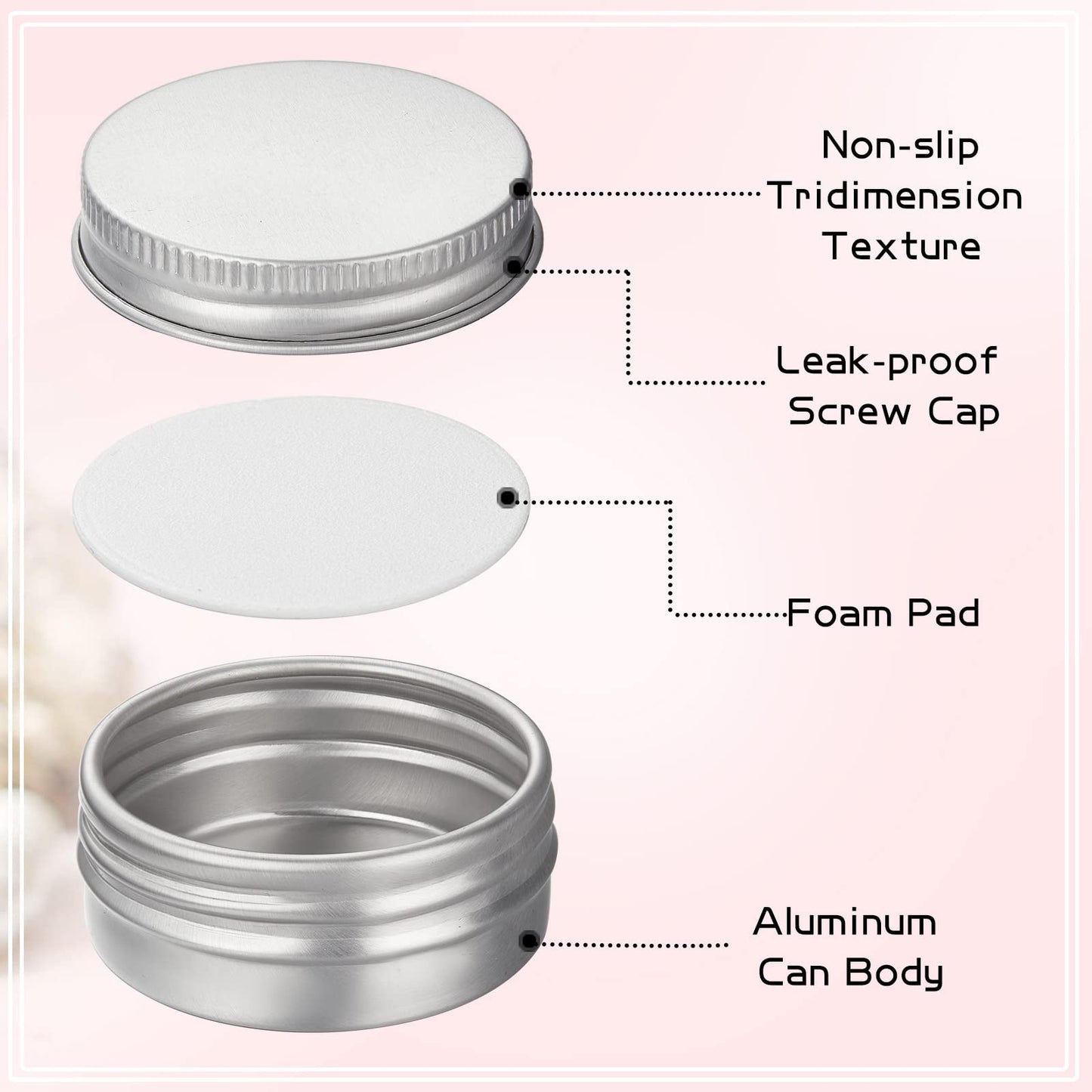 Zubebe 200 Pack Metal Tins with Lids Bulk Screw Top Aluminum Tin Containers Round Tin Cans for Cosmetic Lip Balm DIY Salves Candles Wax with 5 Markers 10 Sheets Label Stickers (Silver,0.5 oz)
