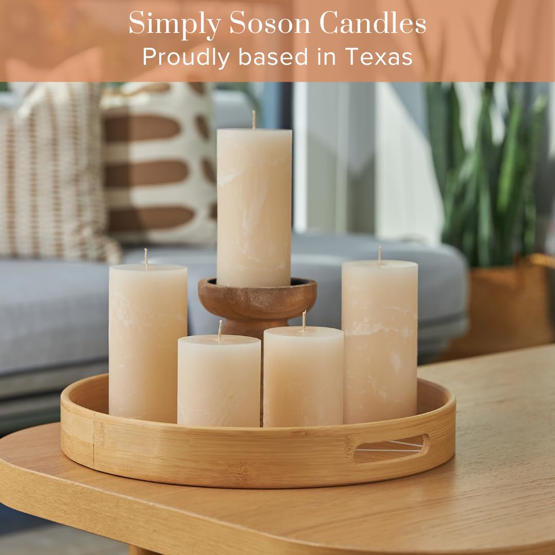 Simply Soson 3x4, 3x6, 3x8 inch Ivory Pillar Candles, Set of 3 Pillar Candles, Rustic Texture, Unscented Ivory Candles, Dripless Candles, Ideal as Wedding, Parties, Spa, Dinner, Home Decor, Church