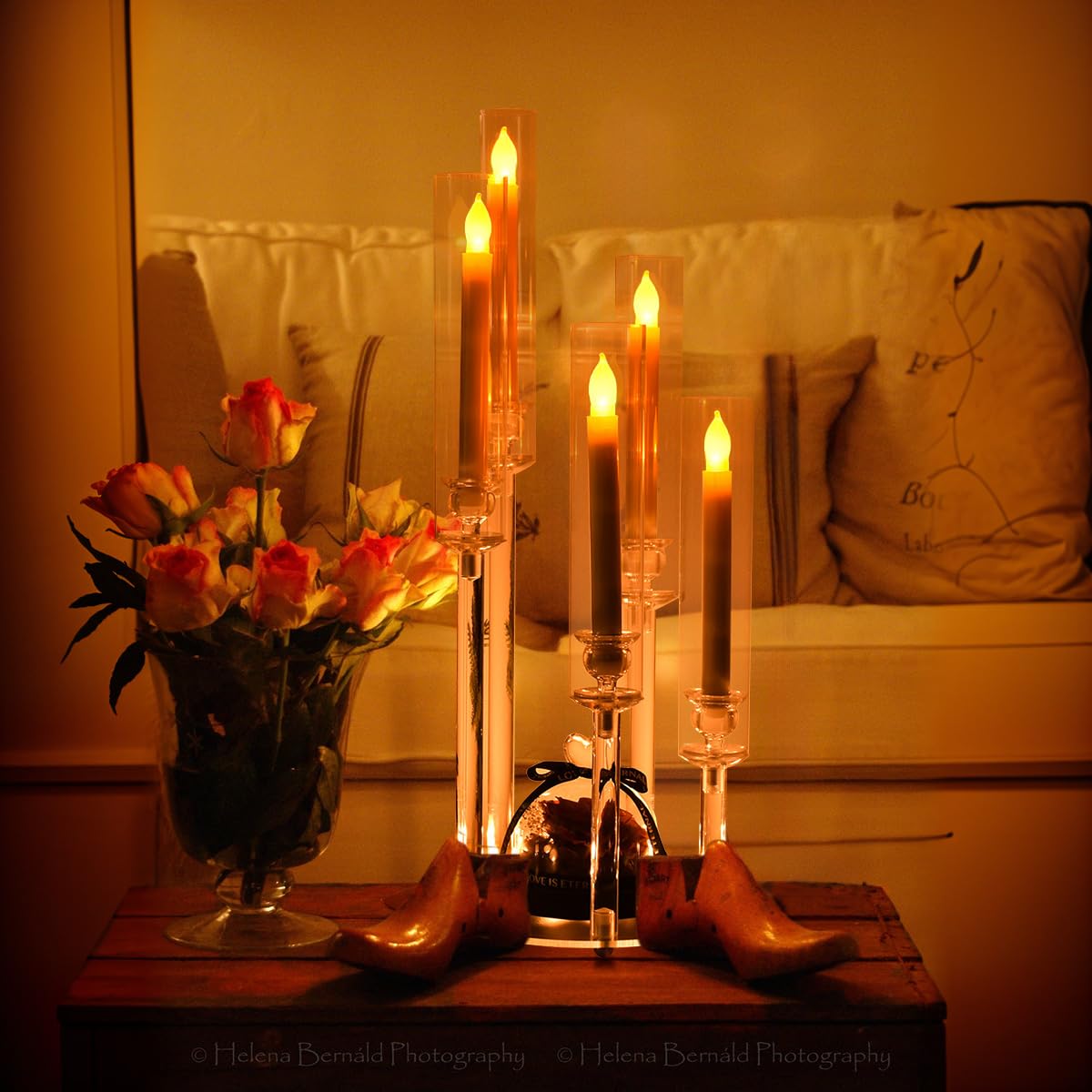 4PCS 5 Arm Acrylic Candelabra for Table Wedding Centerpiece,Crystal Clear Candle Stick Holders Candelabra Centerpiece Stands with Removable Lampshade for Party Easter Baby Shower Fit 0.8 LED Candle