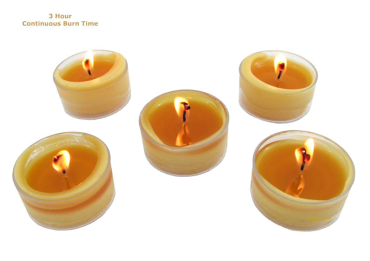 Beeswax Candle Works, 6-Hour Tea Lights (Pack of 12) Clear Cups, 100% USA Beeswax