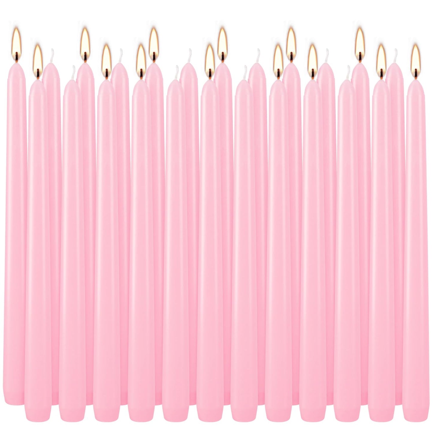 Wfmolcand Valentine's Decorations 10 Inch Pink Taper Candles Set of 24, Dripless and Unscented Candle Sticks for Dinner, Shabbat, Halloween, Christmas, Wedding, 8 Hours