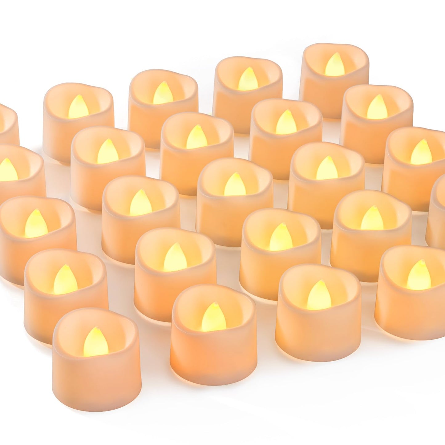 Homemory 48-Pack Novelty Flickering Flameless Tea Lights Candles, 200+Hours Battery-Operated LED Fake Candles for Wedding Table Centerpieces,Proposal,Anniversary, White Base, Ø1.5''xH1.3‘’