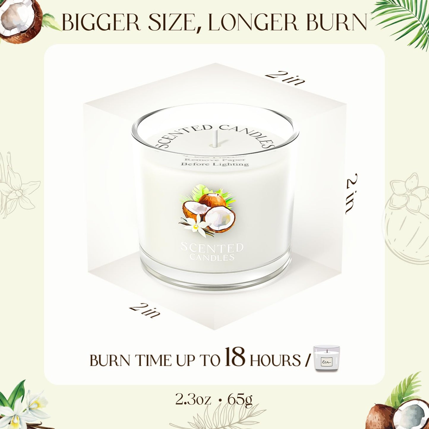 CHILLFLAME Coconut Candle, Scented Candles Gifts for Women, Candles Gift Set for Her, 3 Scented Votive Candles, Birthday Gifts for Women/Men (White, 7 oz)