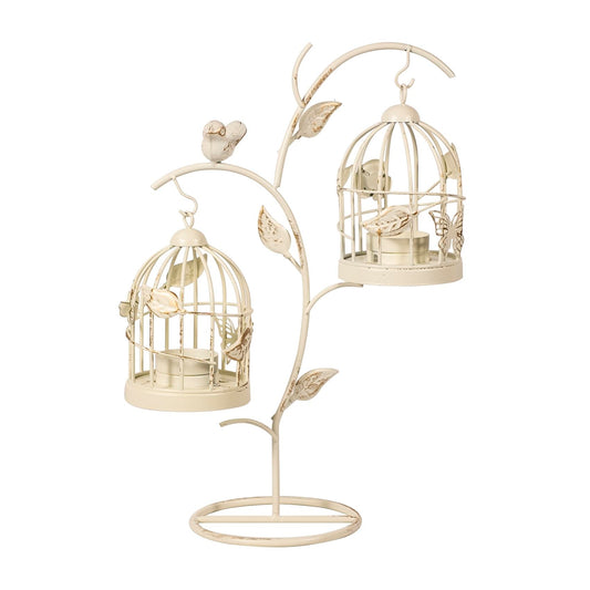 Decorative Birdcage Candle Holders for Tealight Candles, 13.8in Tall Vintage Candle Holder, Metal Bird cage Candle Stands for Rustic Home Decor Table Wedding Christmas Centerpiece Bird Decor