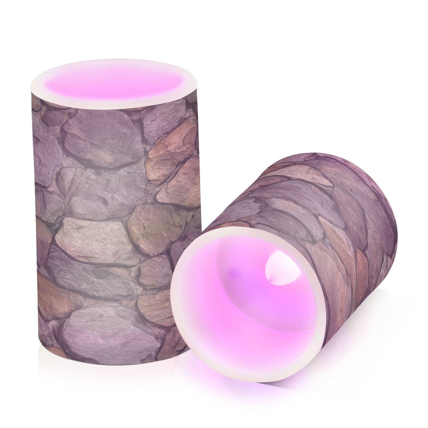 Kigai Rock Prints Flameless Candles with Remote & Timer 2PCS Waterproof LED Flickering Battery Operated Pillar Candle for Indoor Outdoor Holiday Home Decor