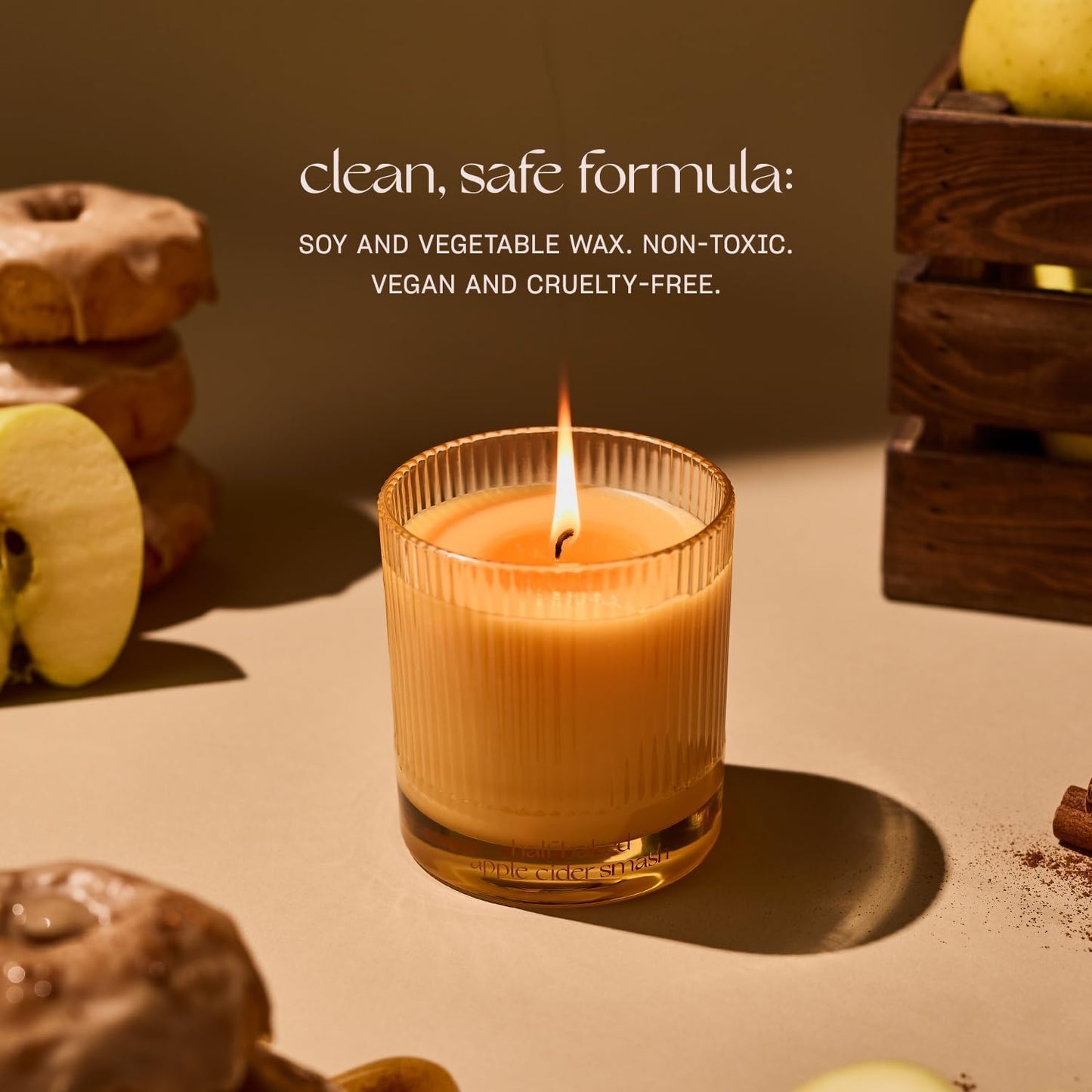 Half Baked Apple Cider Smash Scented Candle by Snif, Festive Fall Candle, 50+ Hours, 100% Cotton Fiber Wicks, Soy Wax Blend, Non-Toxic, Vegan, 8.5oz