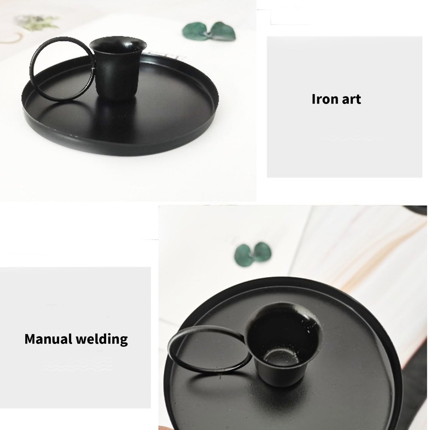 Iron Holder with Handle Elegant Metal Taper Candlestick for Wedding Christmas Table Centerpieces Stand Holder with Handle