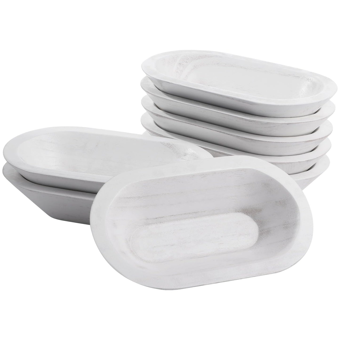 DORMIYA 8 PCS Wooden Dough Bowls, Rustic Wooden Candle Bowl for Decor, Woodens Dowls for DIY Candle Home Crafts Making, Farmhouse Decoration (White-8PCS)