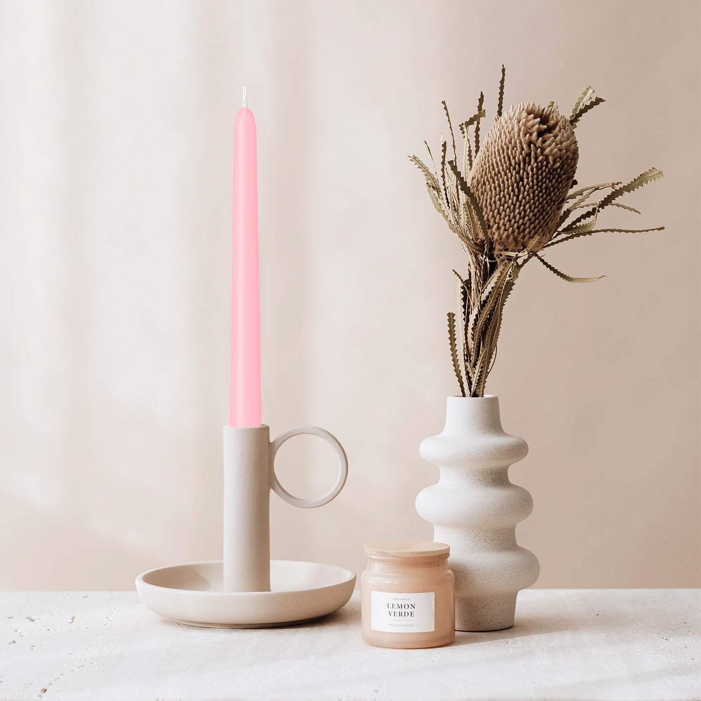 LYOBATH 12 Pack Pink Taper Candles - Taper Candles 10 Inch Dripless, Smokeless & Unscented - 8 Hours Long Burning - Ideal for Weddings, Dinner Parties, and Home Decor