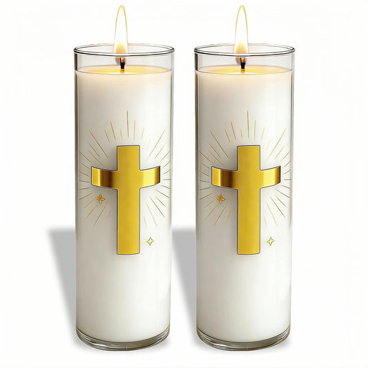 CysEdge White Beeswax Candle – 2 Pack, 160-Hour, Blessed for Church, Wedding, Prayer & Home – Christian Gift for Women