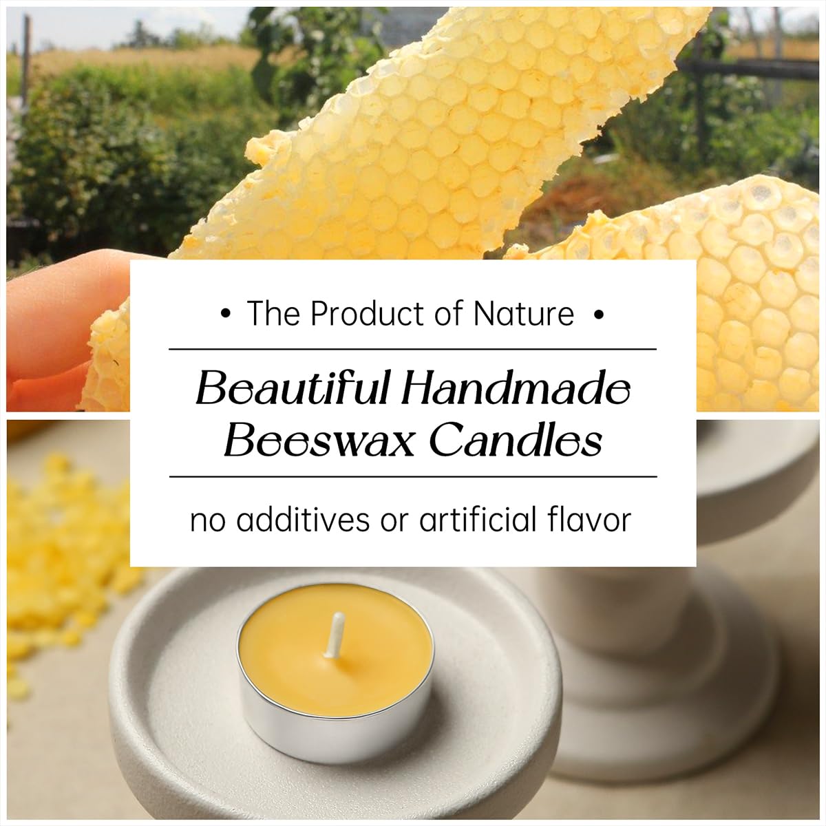 Beeswax Tea Candles in Cup, 24 Pcs, Natural Beeswax Tealight Candles with 4 Hours Burn Time for Home Decor, Air Purification, Honey Scent Pure Bees Wax Tea Light Candle