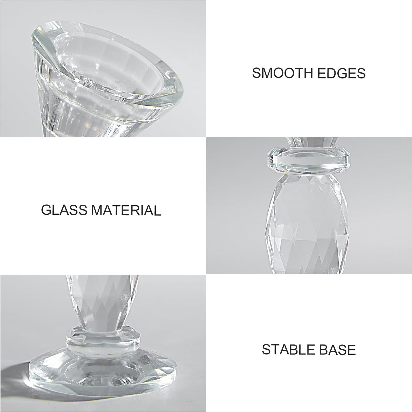 DN DECONATION Glass Candle Holder Set of 3, Candlesticks Holders Clear Crystal Tealight Candles Holder Home Decor Aesthetic for Table Centerpiece Wedding Decorations Housewarming Gift Living Room