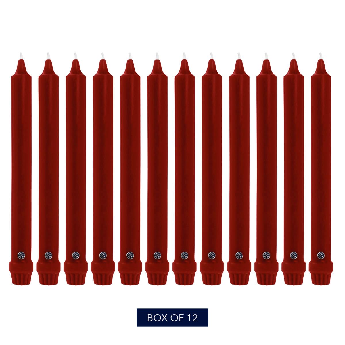 Colonial Candle Unscented Taper Candle, Classic Collection, Traditional Cranberry, 8 in, Pack of 12 - Up to 6 Hours Burn